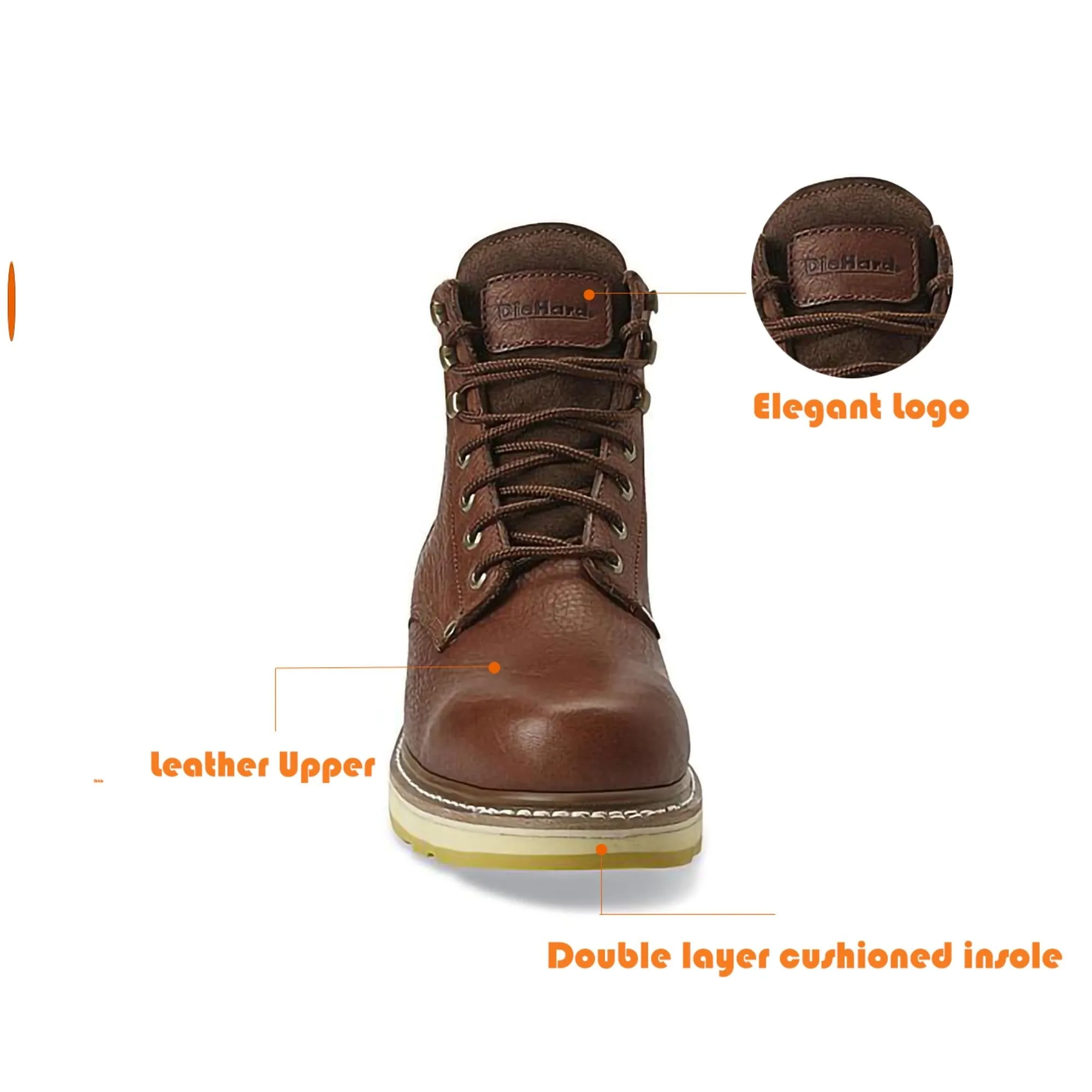 DIEHARD 84984 Men's work boots Soft Toe comfortable 6" boots Brown