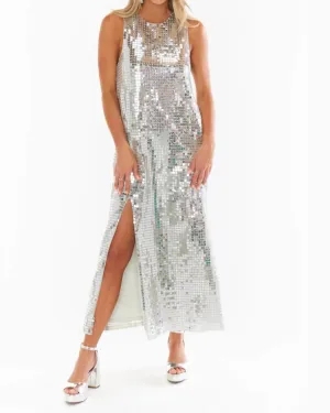 Disco Maxi Dress in Silver | Silver