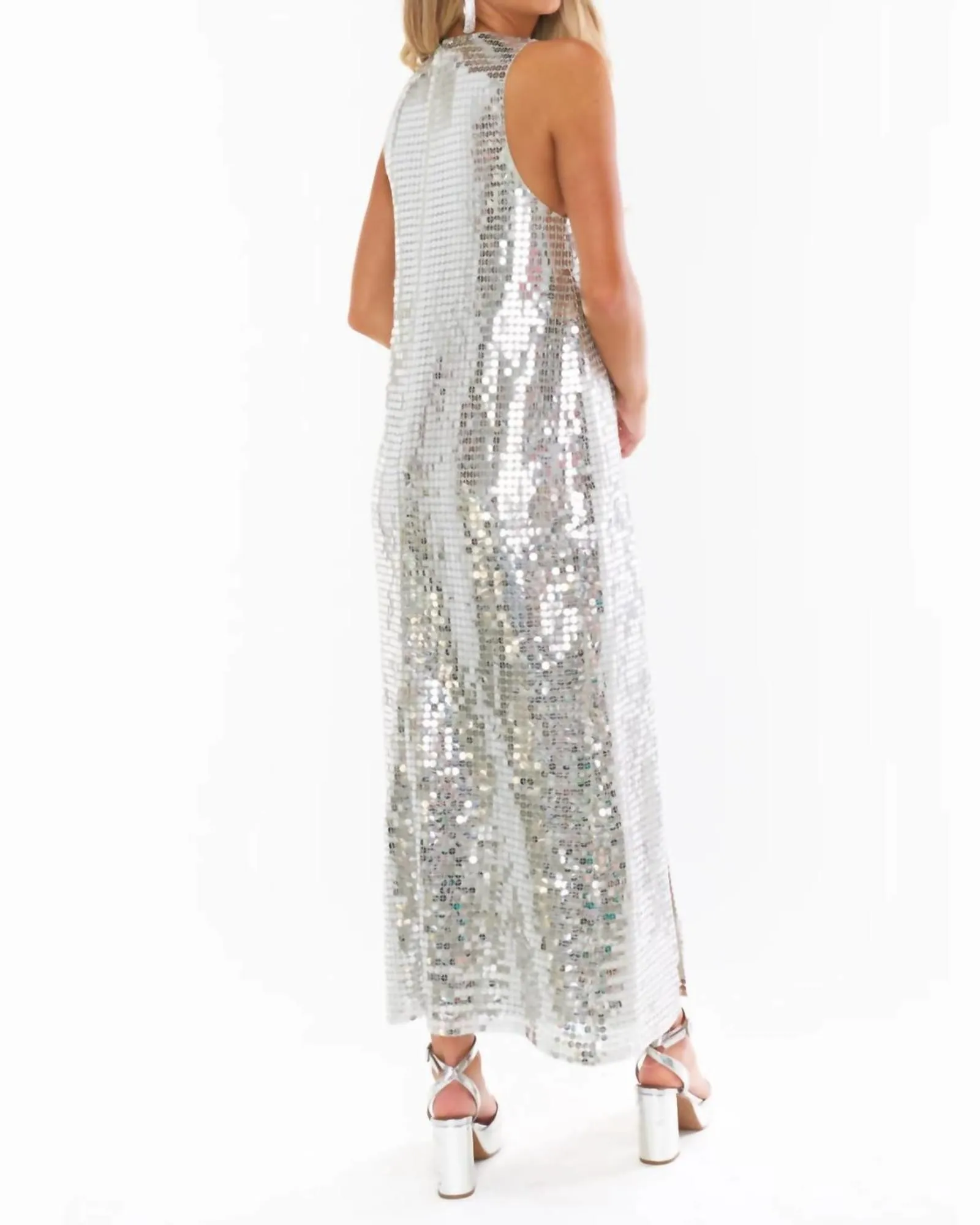 Disco Maxi Dress in Silver | Silver