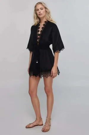 Gabriella Linen Kimono in Black