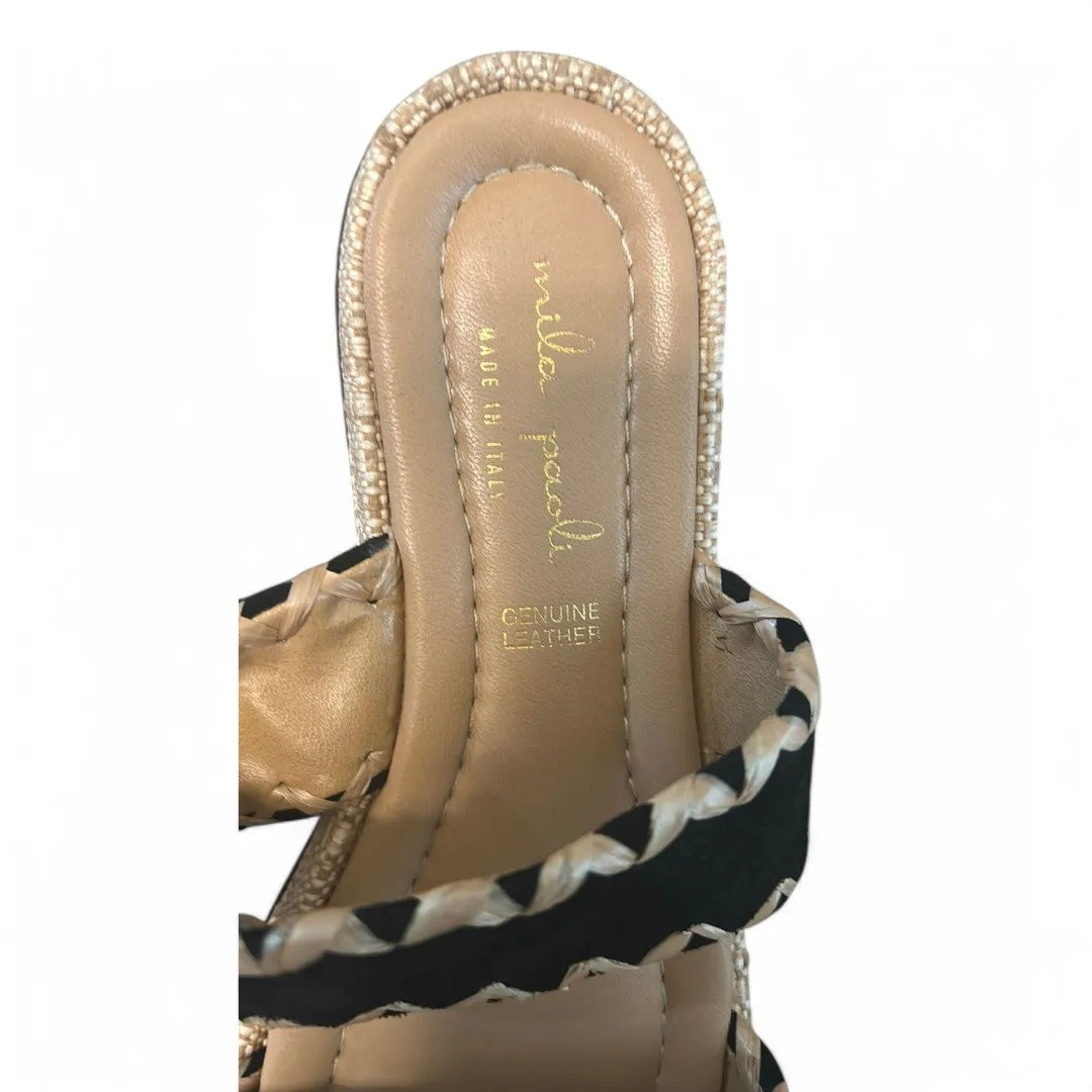 Genuine Leather Sandals Double Strap Whipstitch Trim Slides