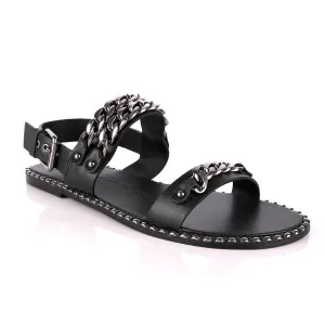 Giuseppe Zanotti Triple Chain Leather Sandals - Black