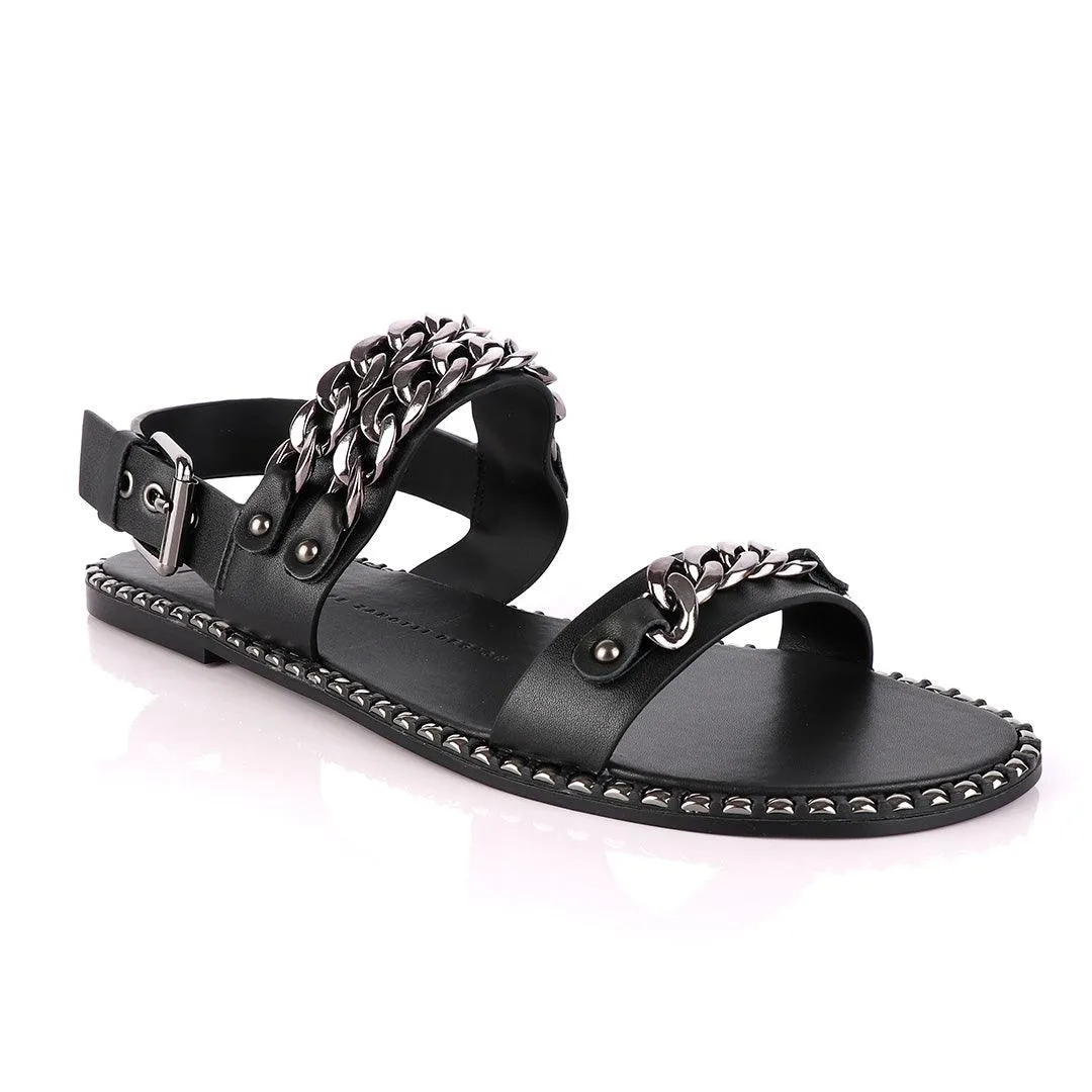 Giuseppe Zanotti Triple Chain Leather Sandals - Black