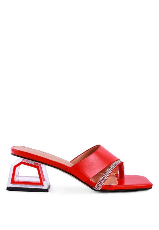 GOFLY  -  Red LOW HEEL SANDALS FOR WOMEN