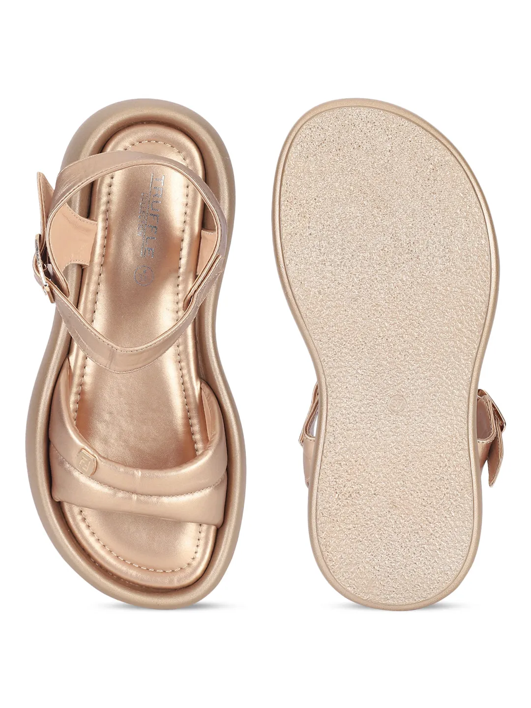 Gold PU Buckle Stylish Flats (TC-RS3583-GLD)
