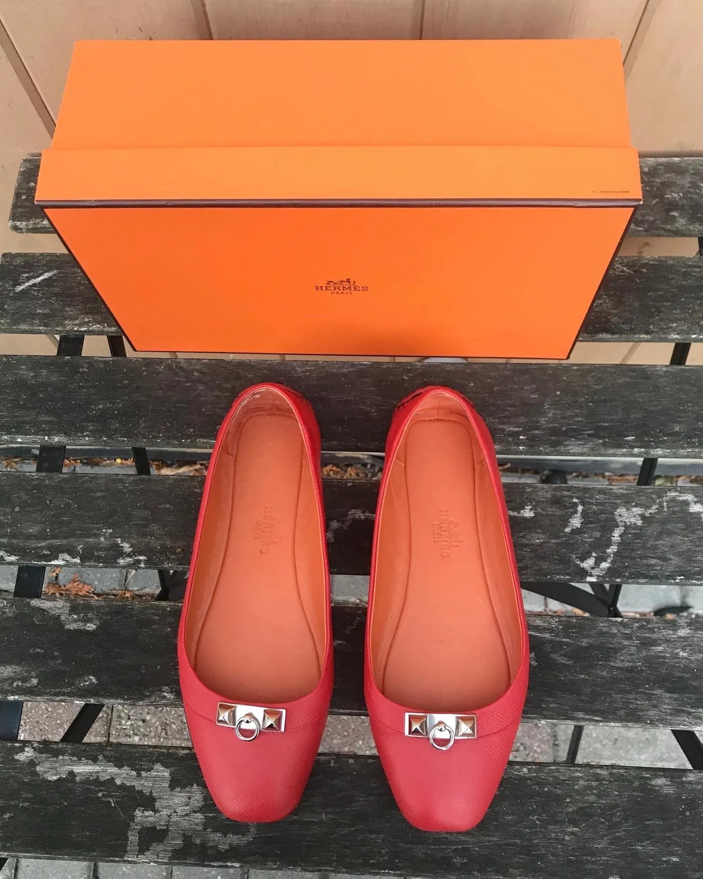 HERMES Ballerine Liberty Leather Ballet Flats