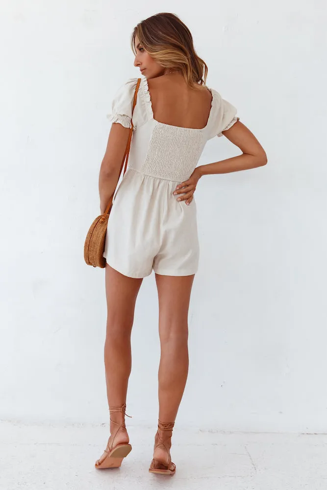 Making Sand Castles Romper Beige