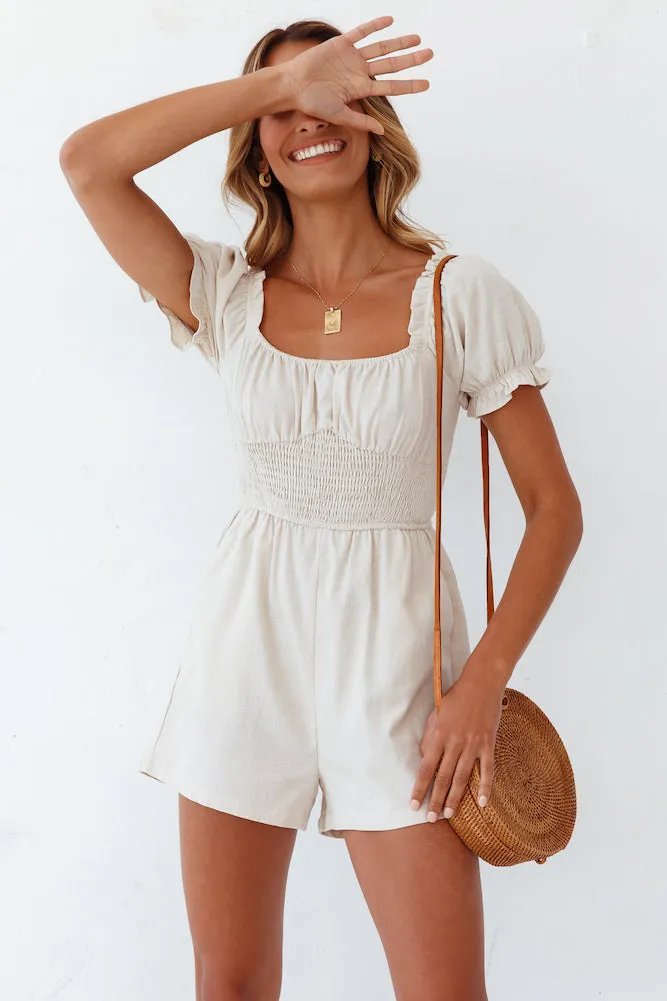 Making Sand Castles Romper Beige