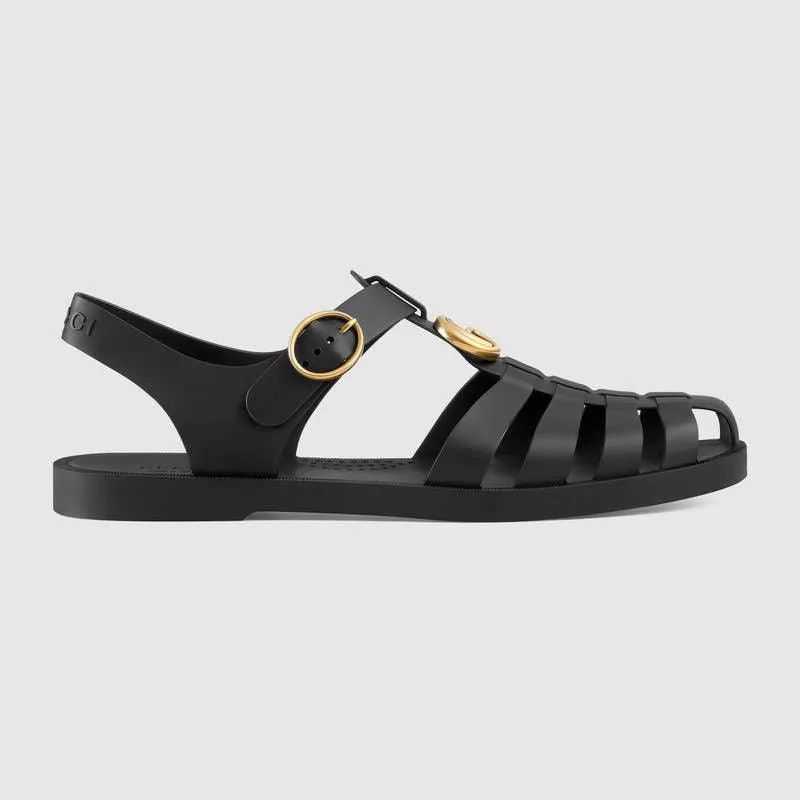 Men Leather buckle strap Black sandal