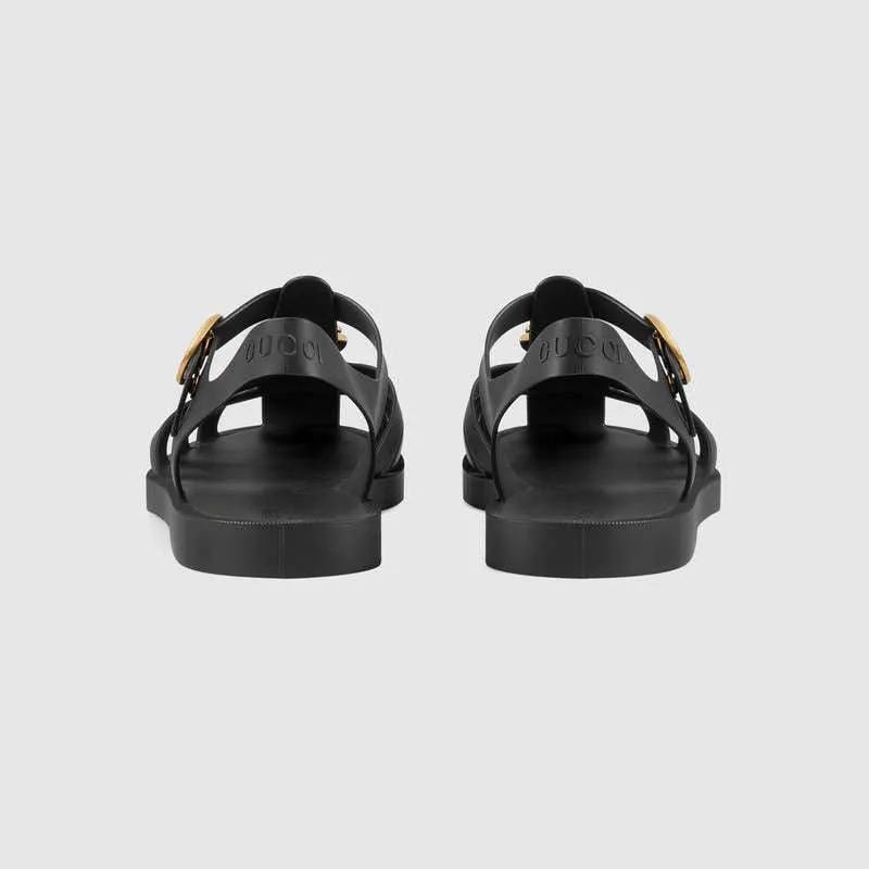 Men Leather buckle strap Black sandal