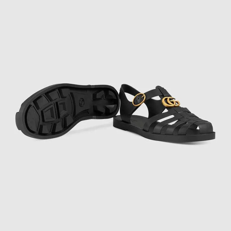 Men Leather buckle strap Black sandal