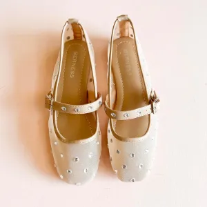 Mesh Ballet Flats with Rhinestones - Mary Jane Style | Berness