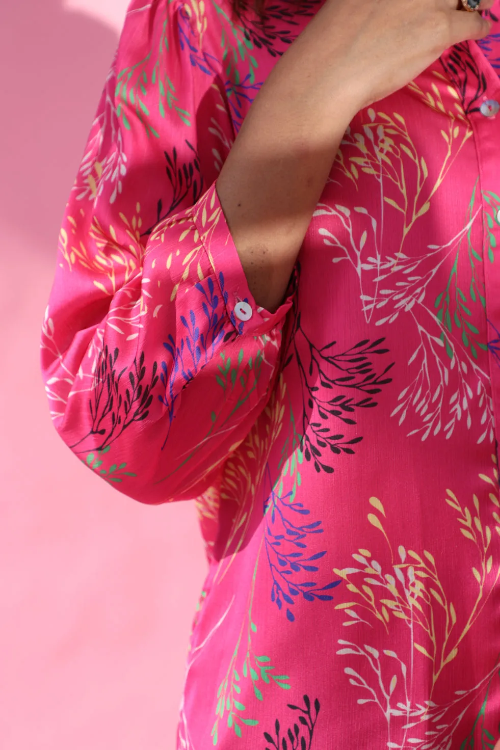 Miami Button Down Printed Pink