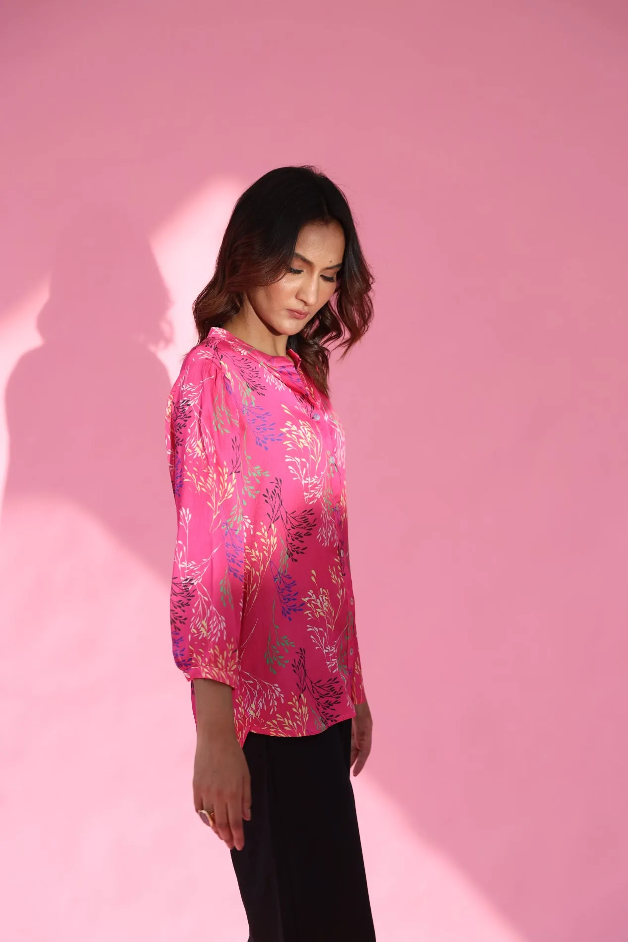 Miami Button Down Printed Pink