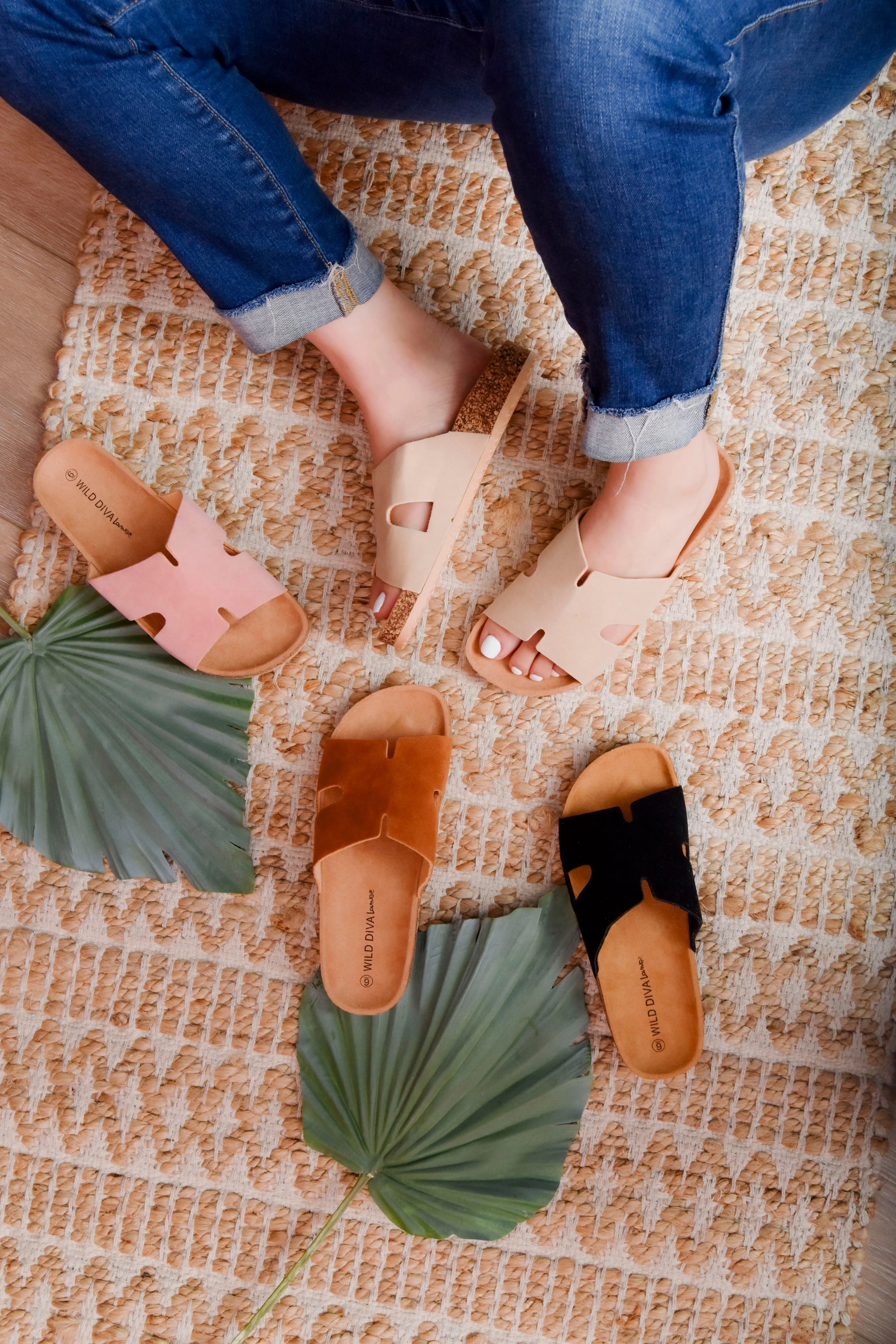 MICHIKO-102 Cork Resort Slip On Slide Sandals