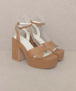 Oasis Society Norah - Beige Brown Chunky Platform Heels Sandals