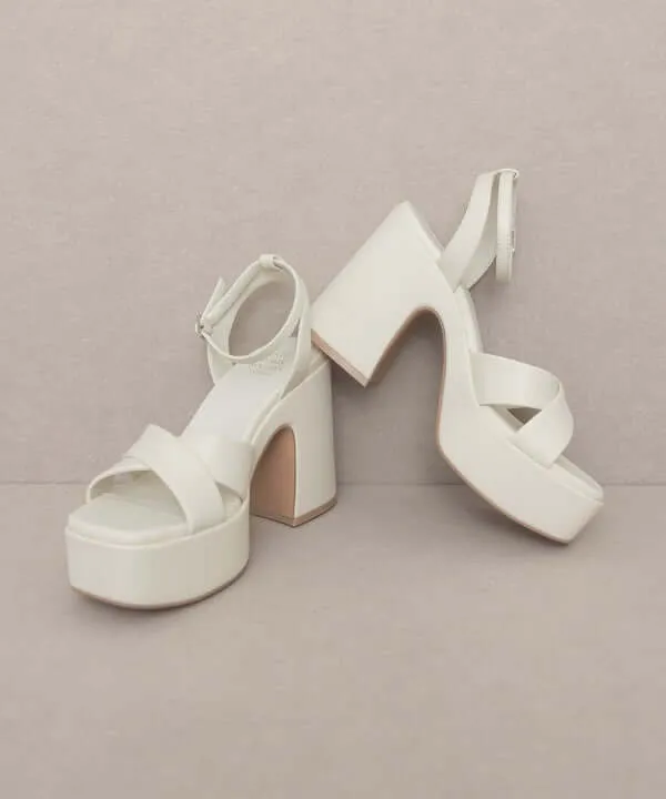 Oasis Society Norah - Beige Brown Chunky Platform Heels Sandals