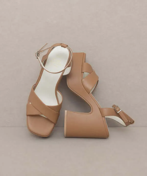 Oasis Society Norah - Beige Brown Chunky Platform Heels Sandals