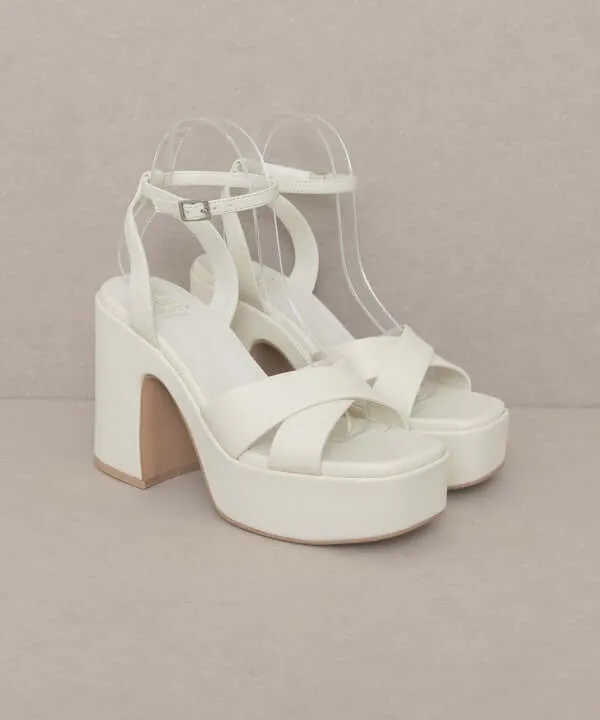 Oasis Society Norah - Beige Brown Chunky Platform Heels Sandals