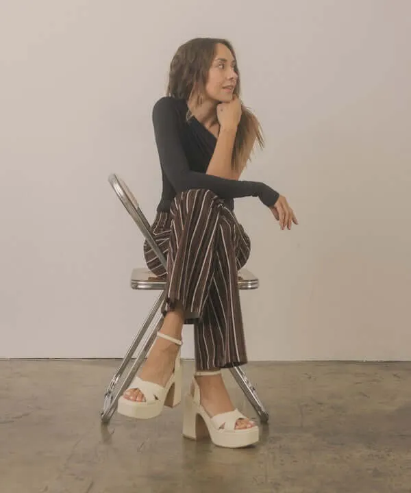 Oasis Society Norah - Beige Brown Chunky Platform Heels Sandals