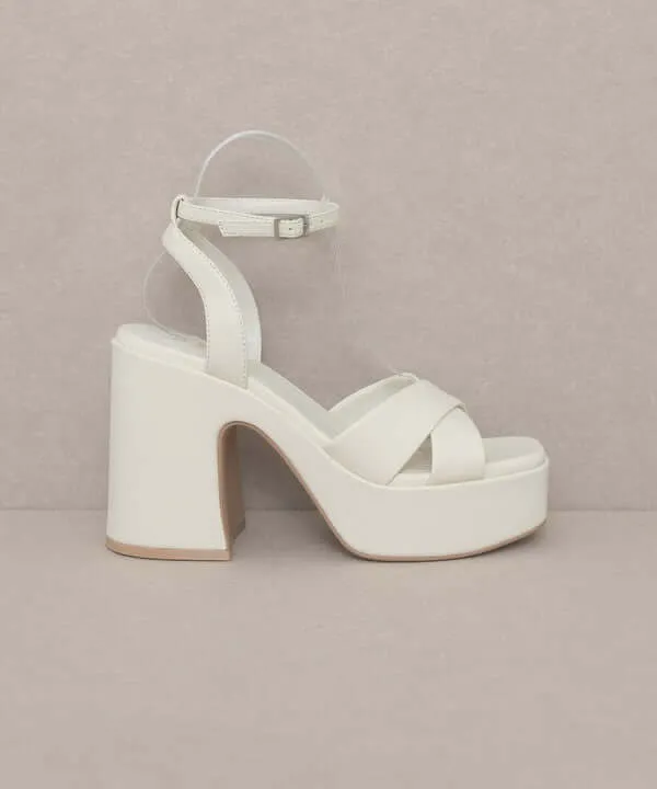 Oasis Society Norah - Beige Brown Chunky Platform Heels Sandals