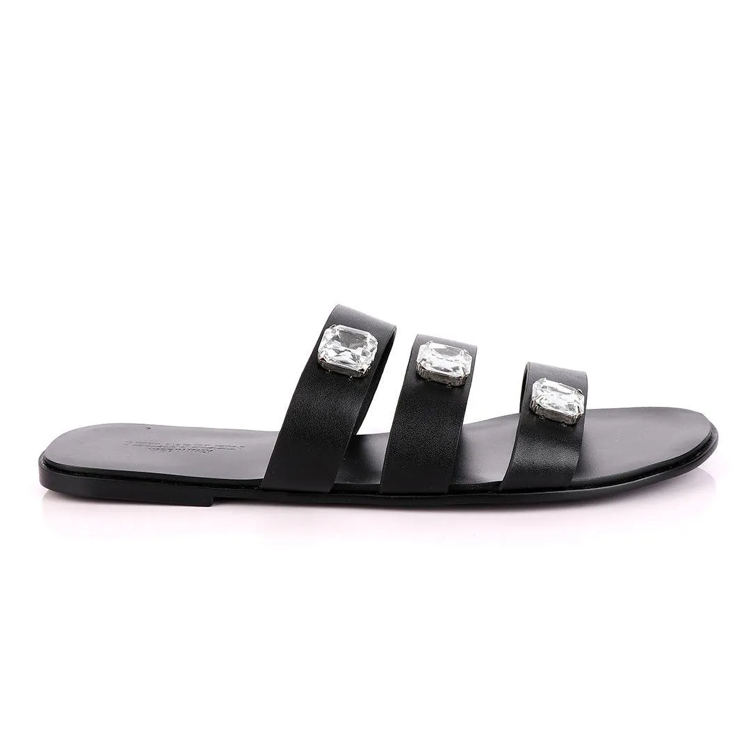 Philipp Plein Callisto Black Leather Sandal With Studs