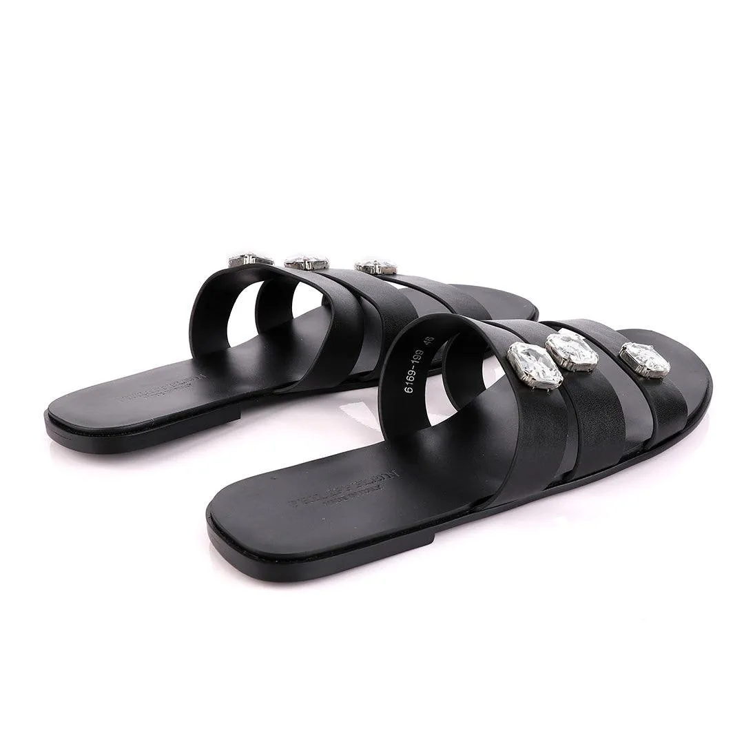 Philipp Plein Callisto Black Leather Sandal With Studs