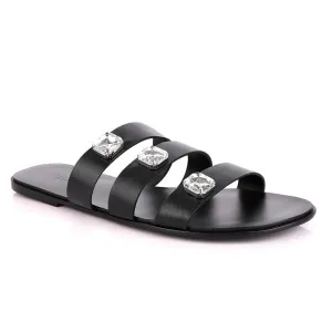 Philipp Plein Callisto Black Leather Sandal With Studs