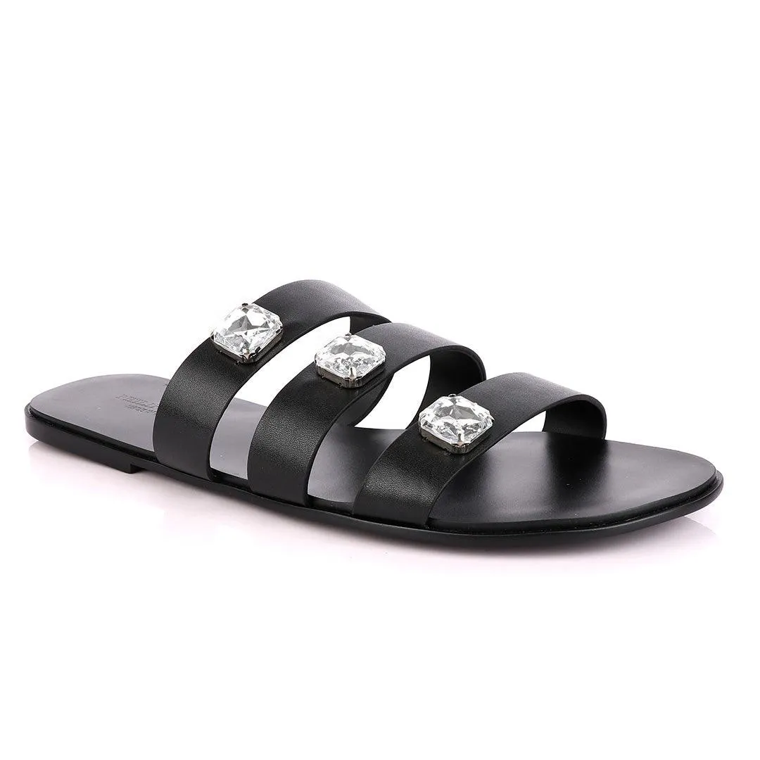 Philipp Plein Callisto Black Leather Sandal With Studs