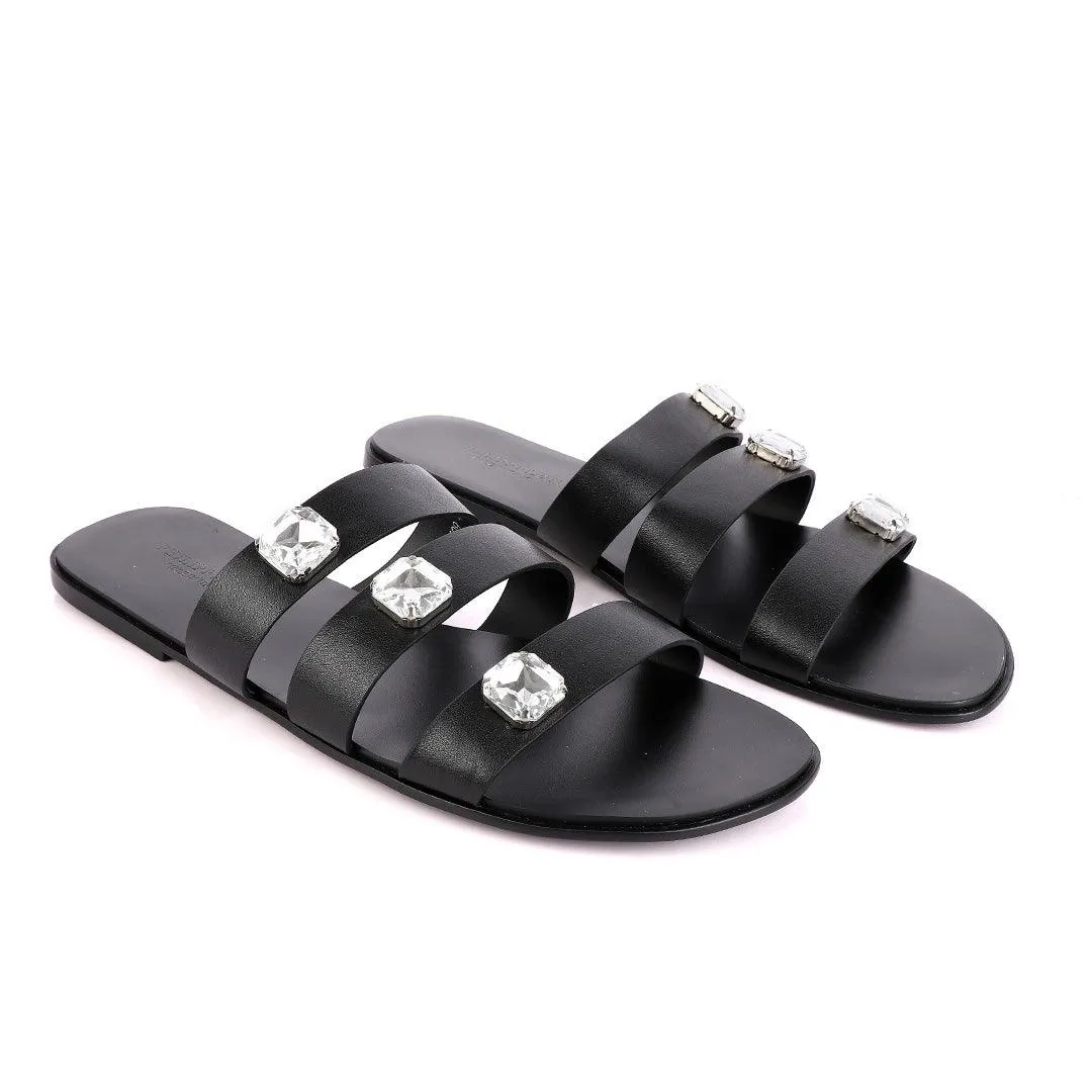 Philipp Plein Callisto Black Leather Sandal With Studs