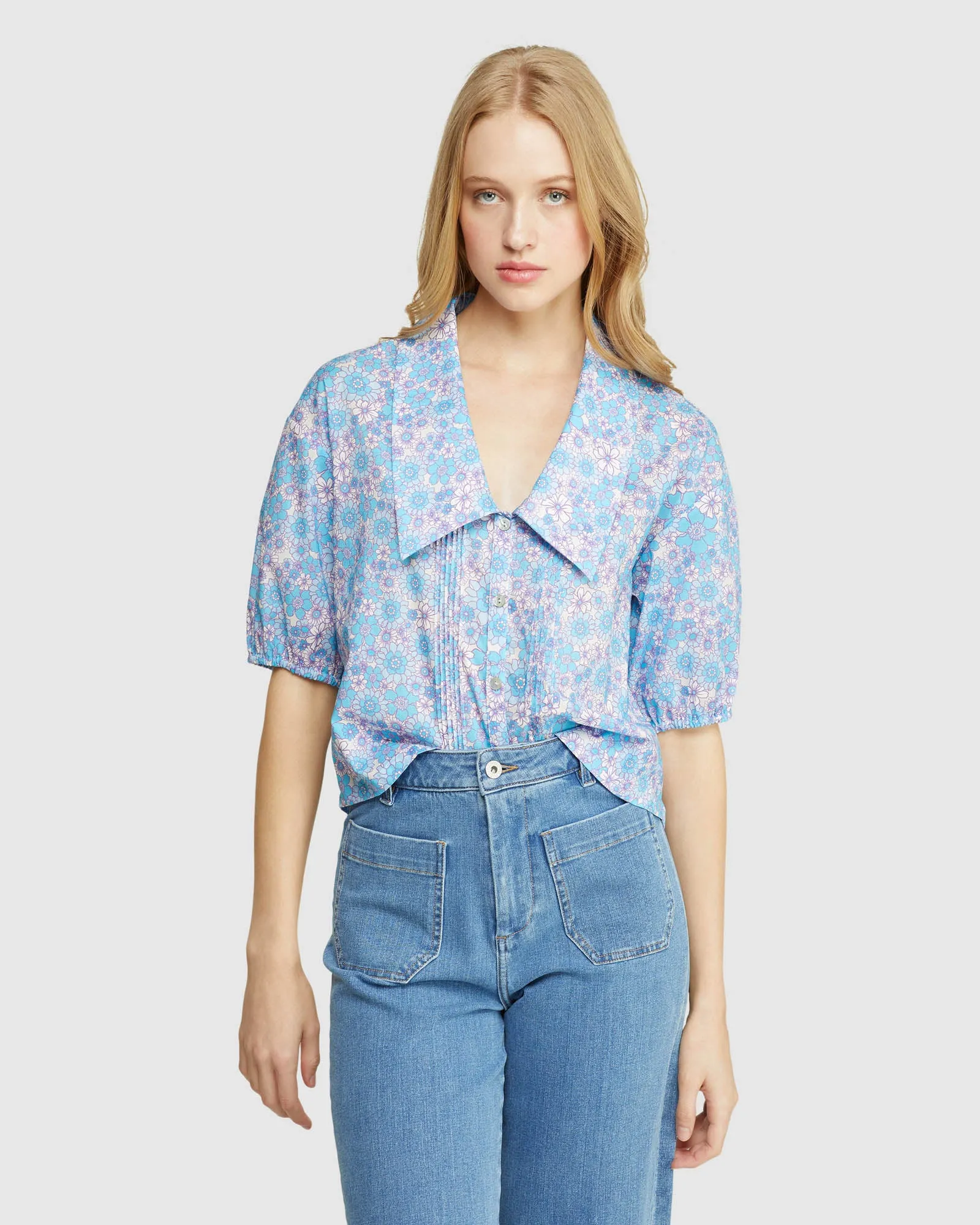 Raleigh Cotton Retro Floral Top