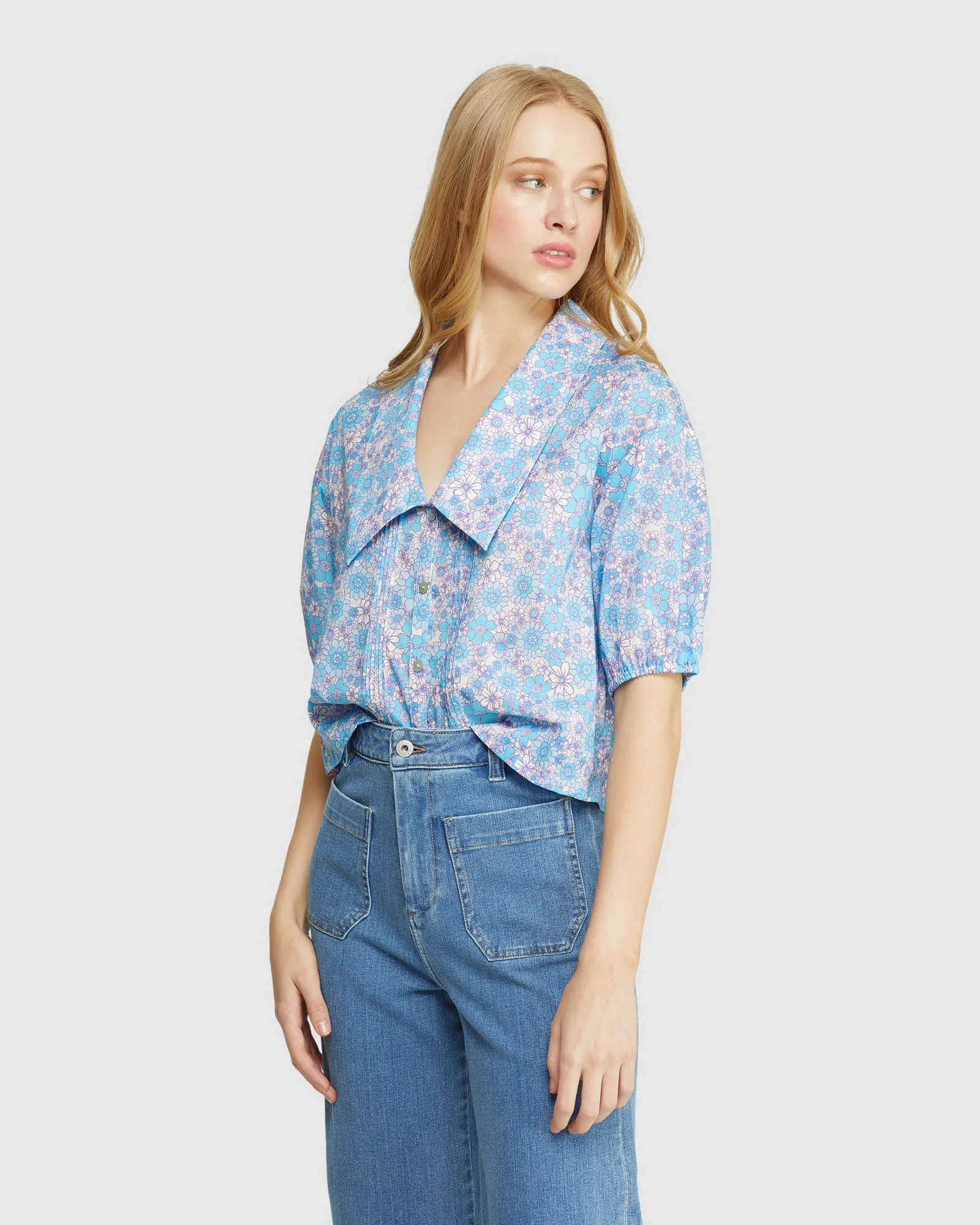 Raleigh Cotton Retro Floral Top