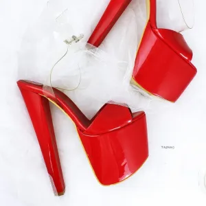Red Transparent Strap Sandals