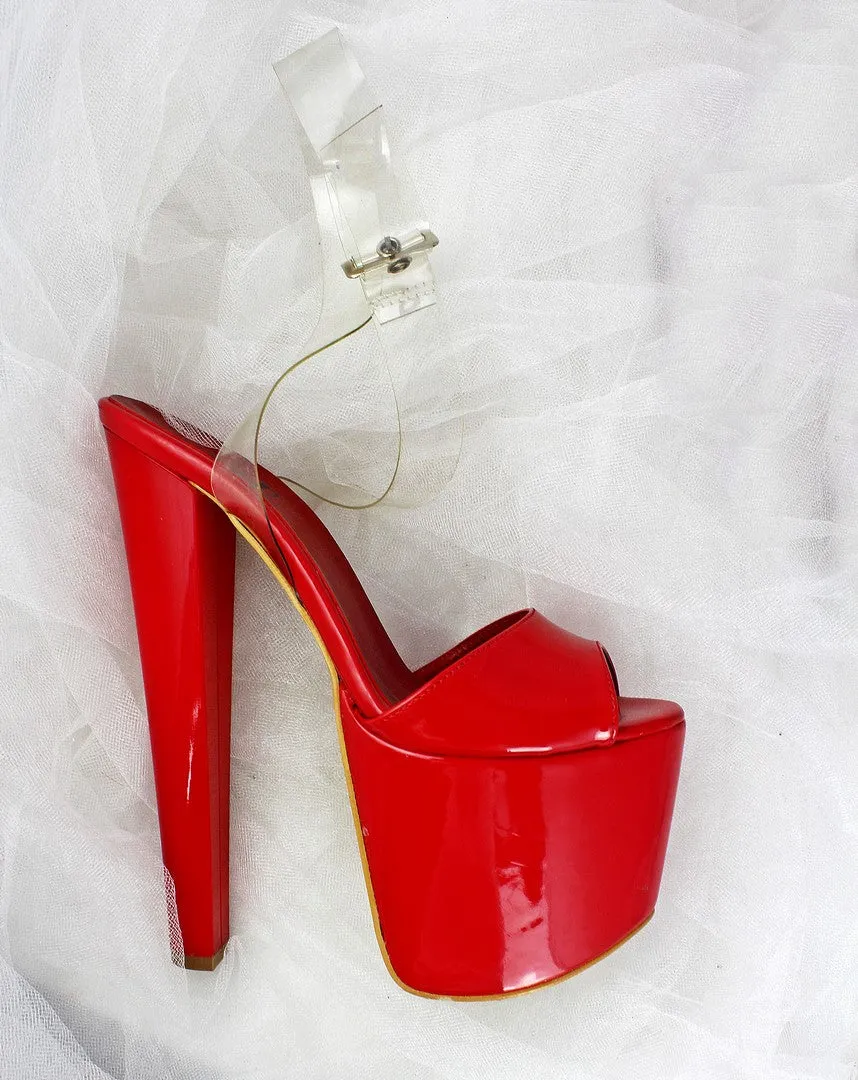 Red Transparent Strap Sandals