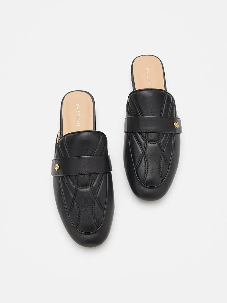 Sara Gold Accent Quilted Mules