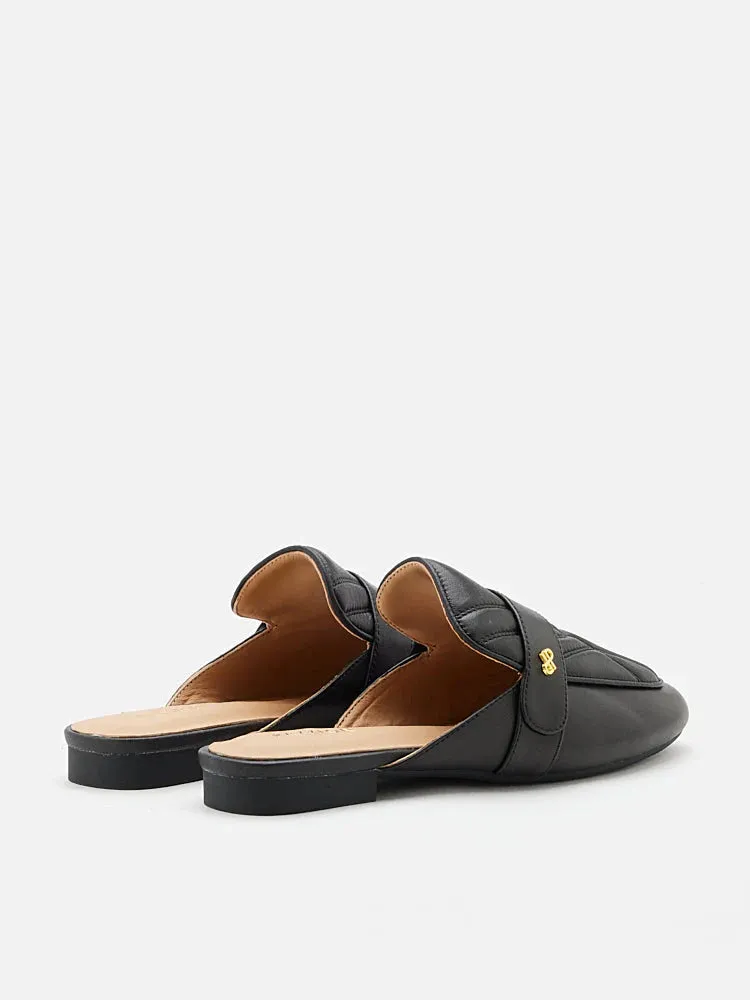 Sara Gold Accent Quilted Mules