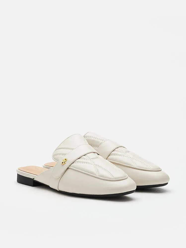 Sara Gold Accent Quilted Mules