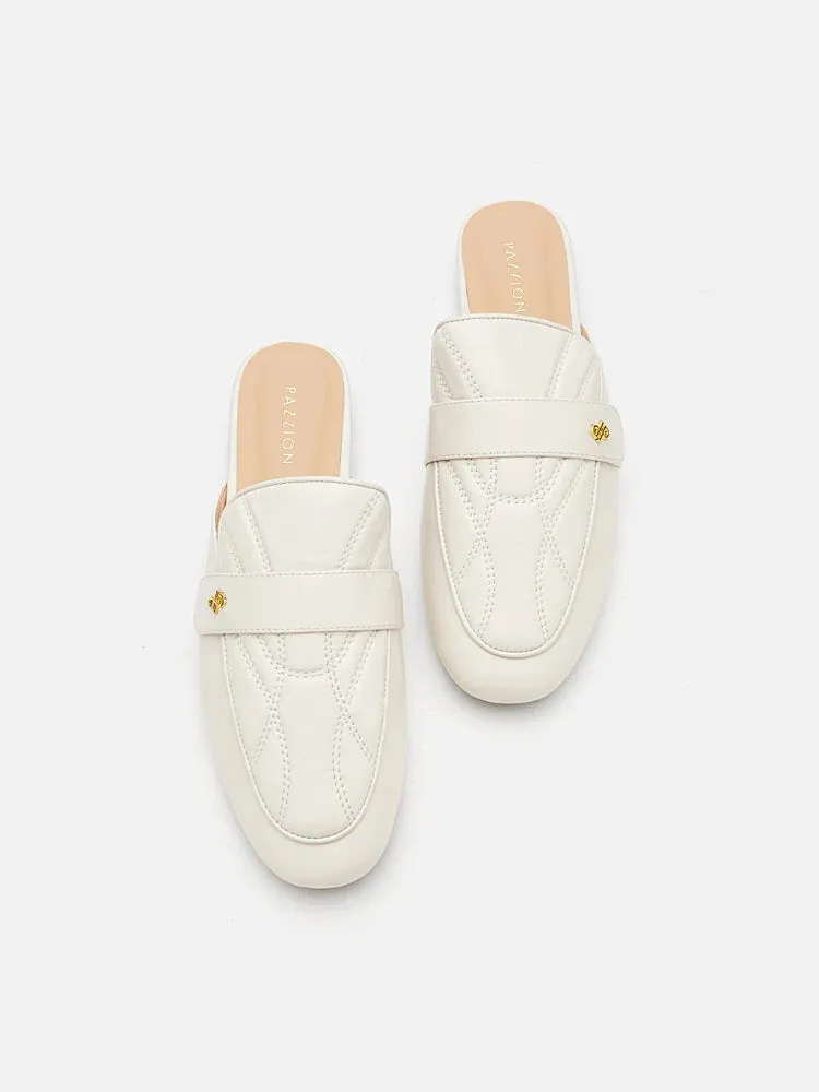 Sara Gold Accent Quilted Mules