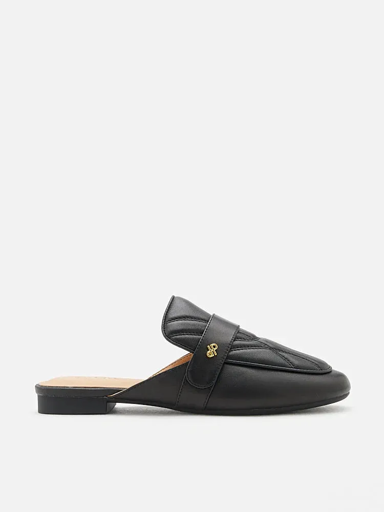 Sara Gold Accent Quilted Mules