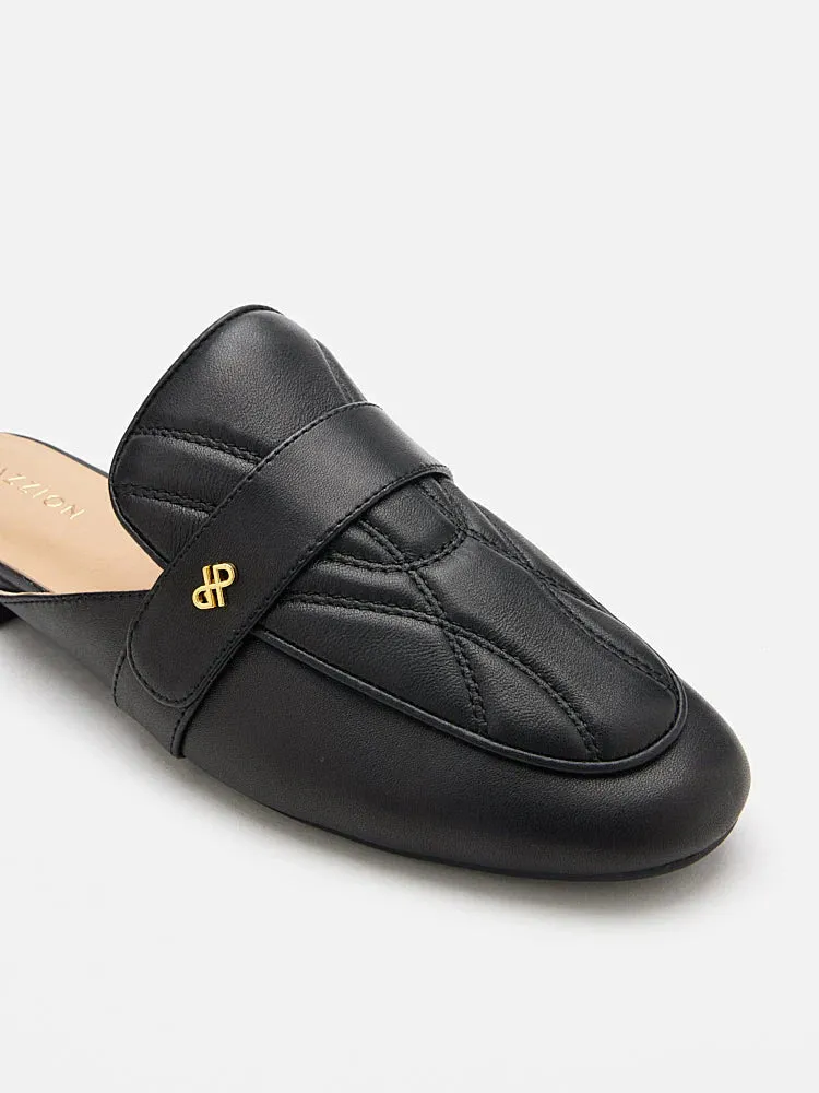 Sara Gold Accent Quilted Mules