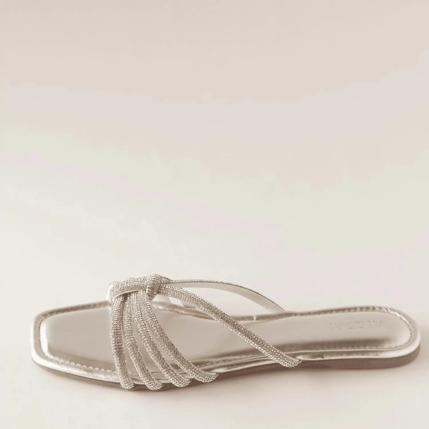 Shiny Knotted Silver Rhinestones Slides