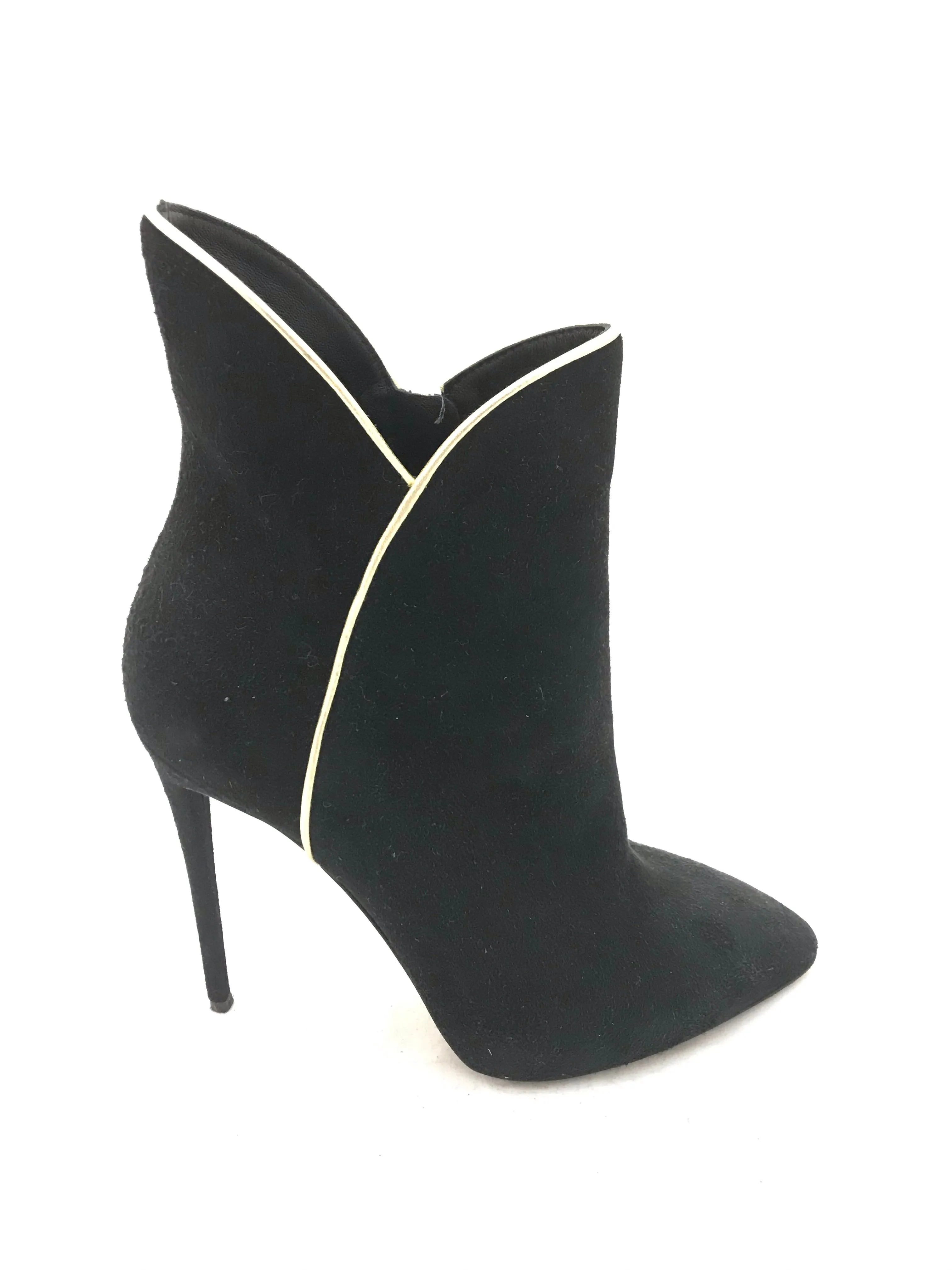 Suede Shoeboots with Gold Piping