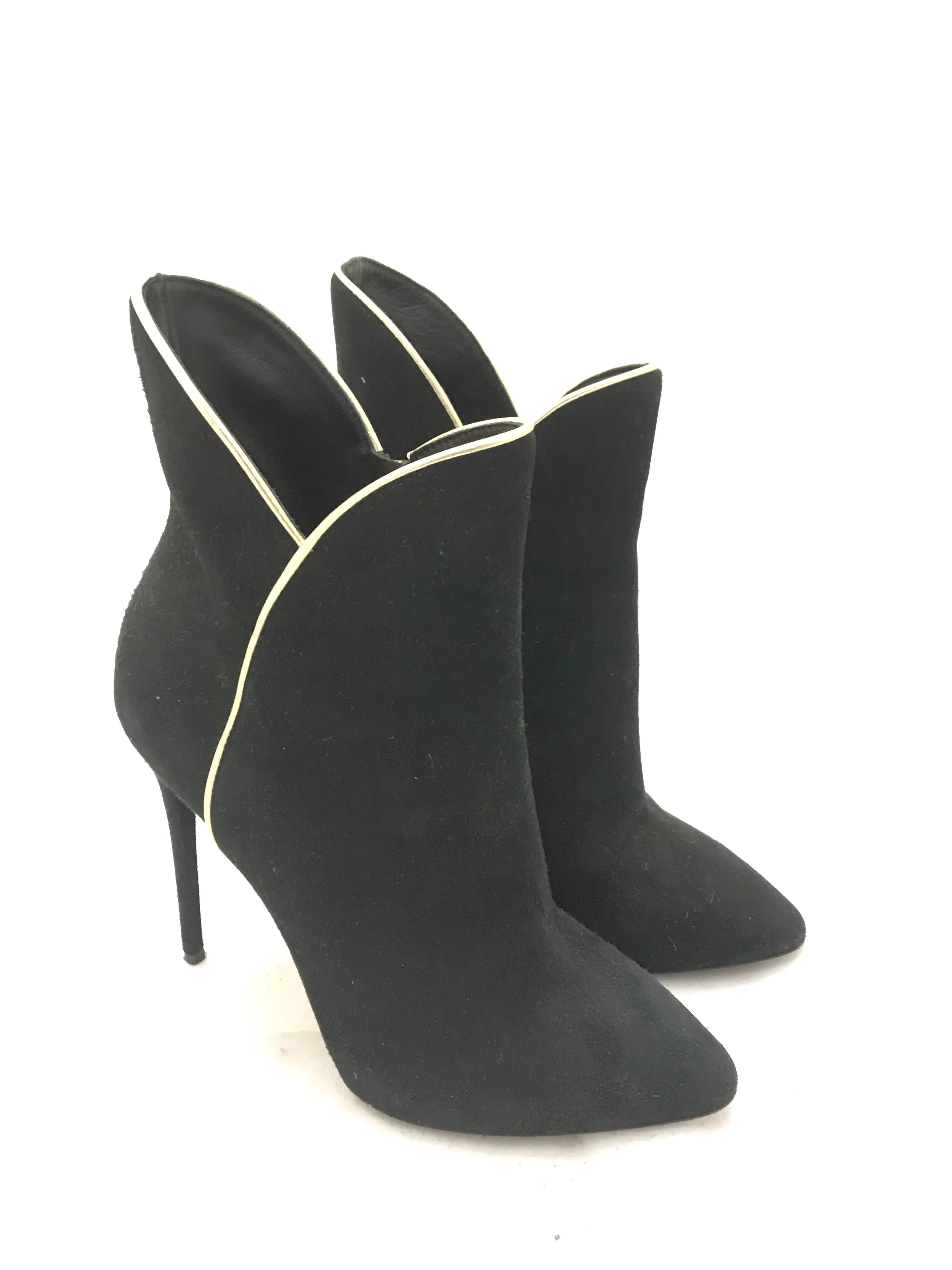 Suede Shoeboots with Gold Piping