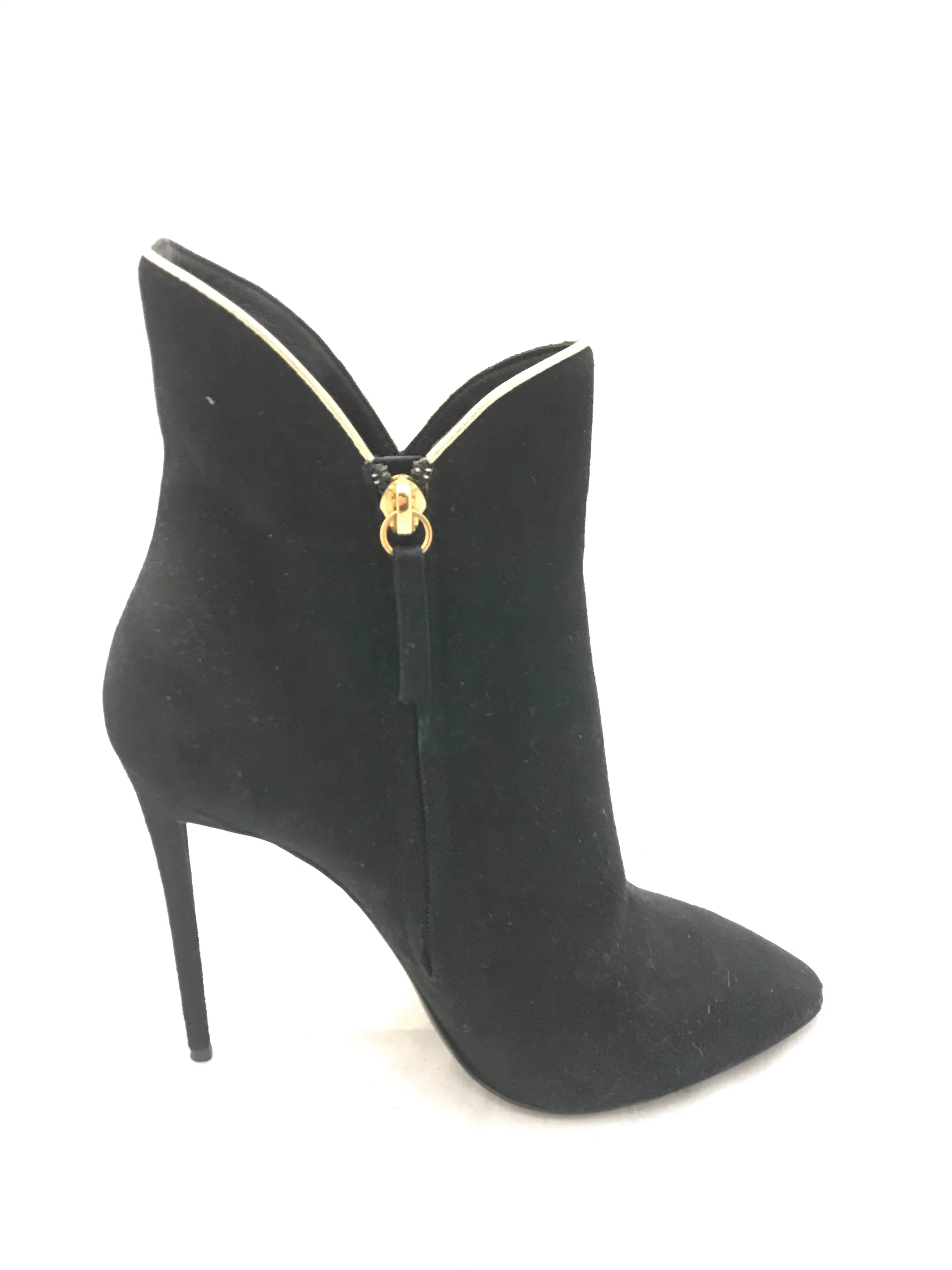 Suede Shoeboots with Gold Piping