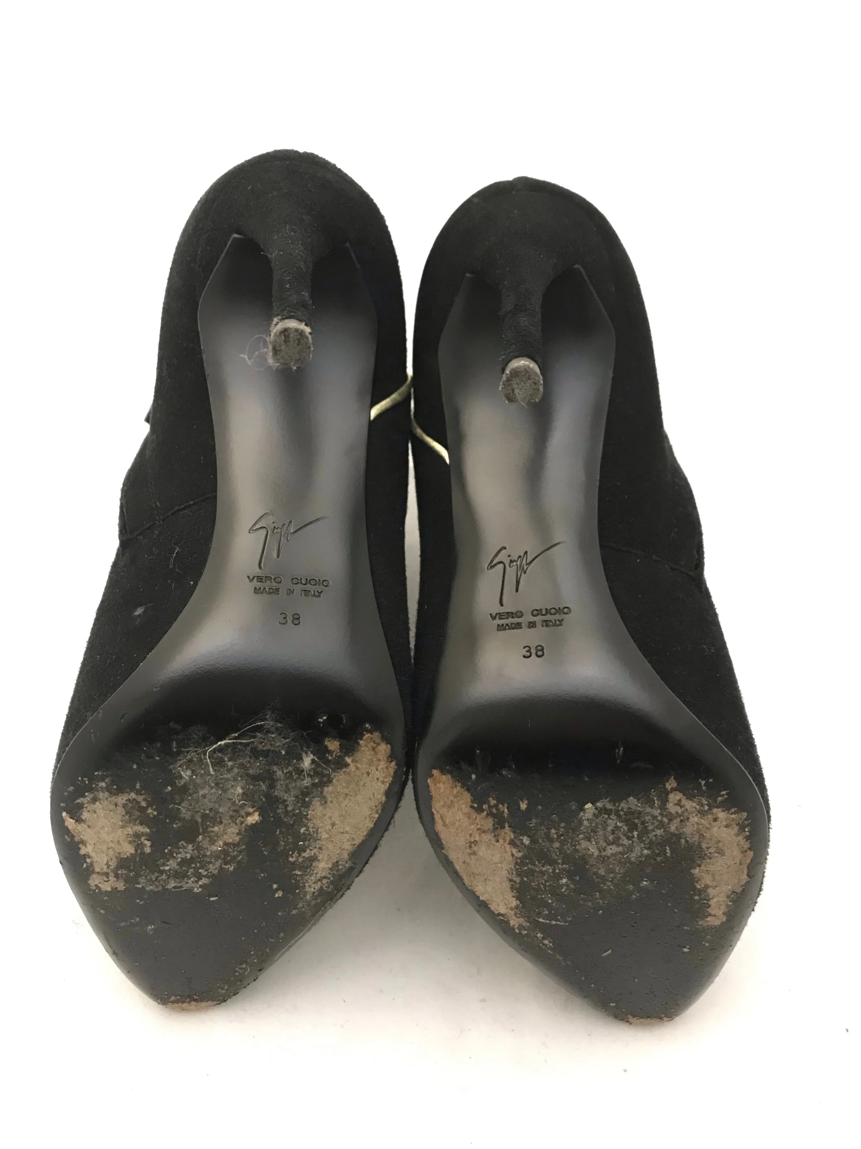 Suede Shoeboots with Gold Piping