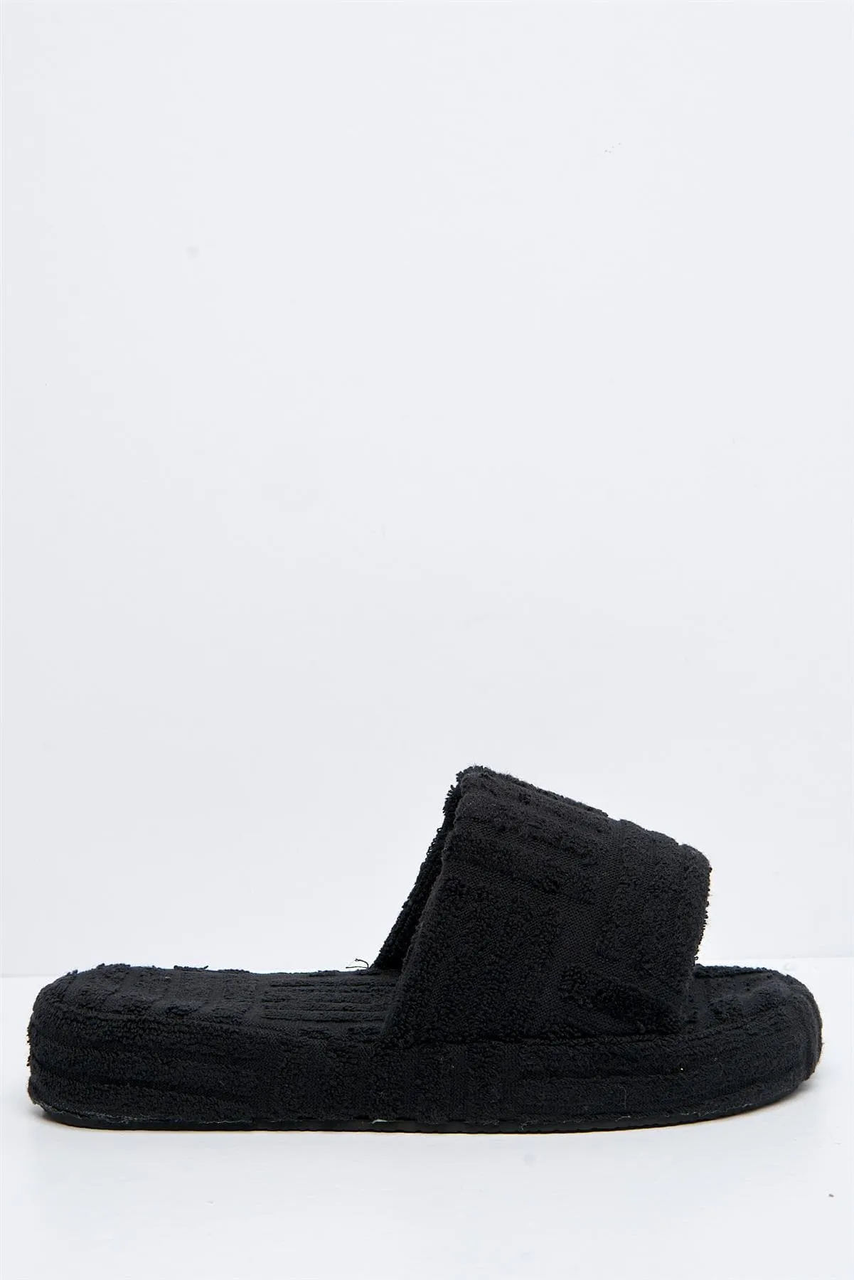 Susie Flatform Slider Terry Towel in Black