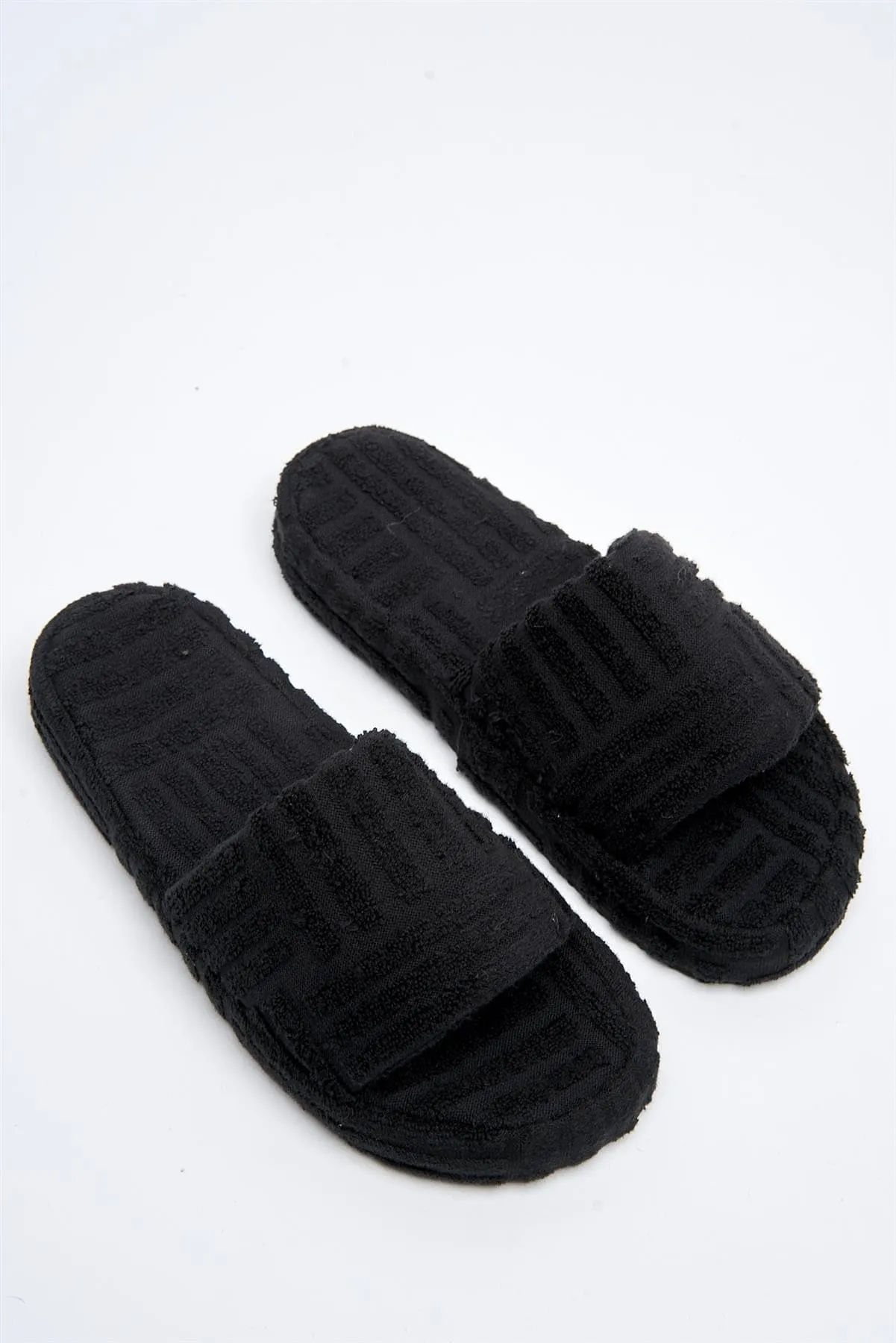 Susie Flatform Slider Terry Towel in Black