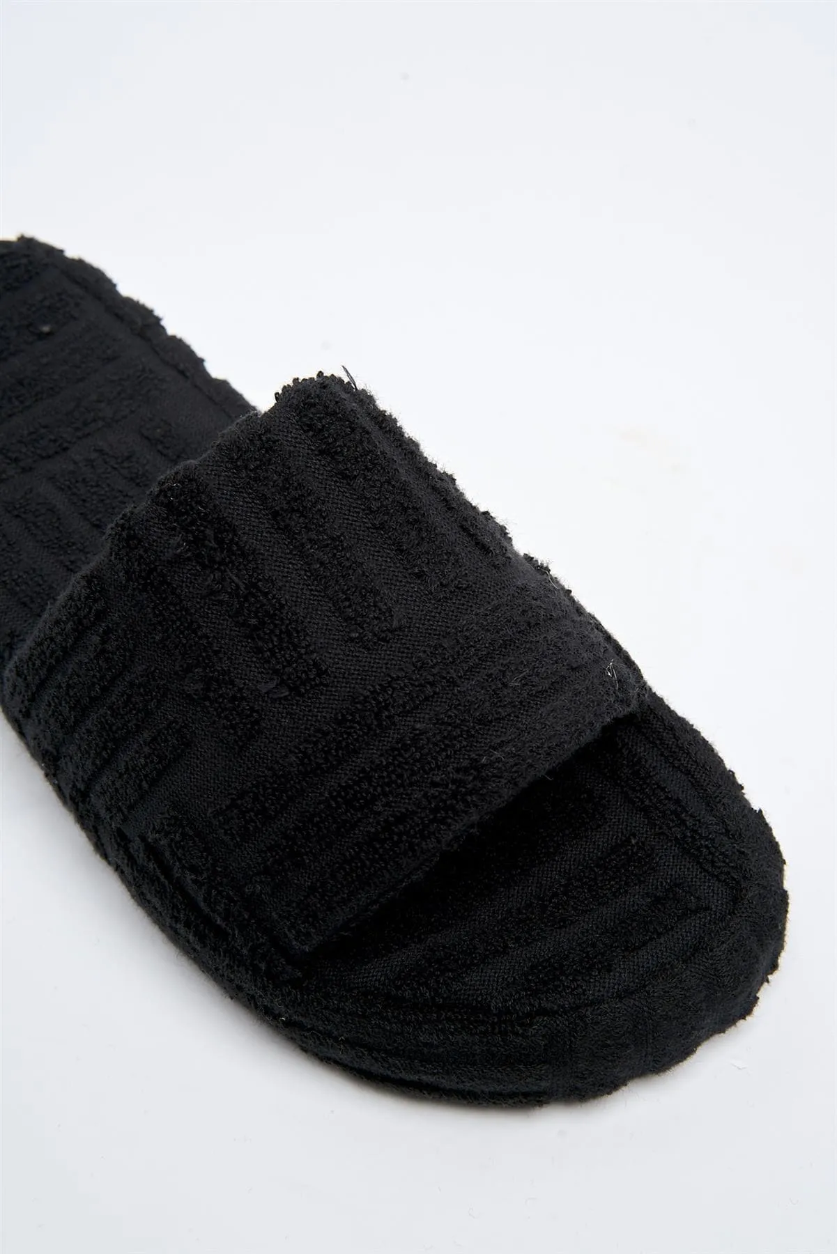 Susie Flatform Slider Terry Towel in Black