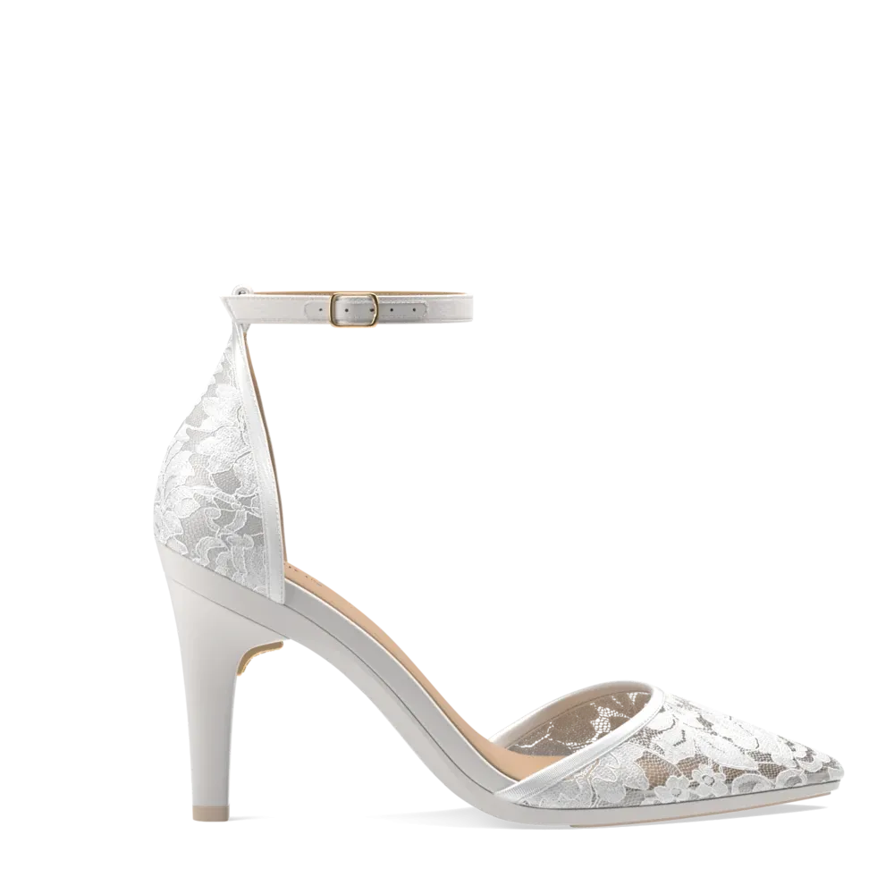 The D'Orsay - White Satin Lace   Stiletto Heel Kit 4 White
