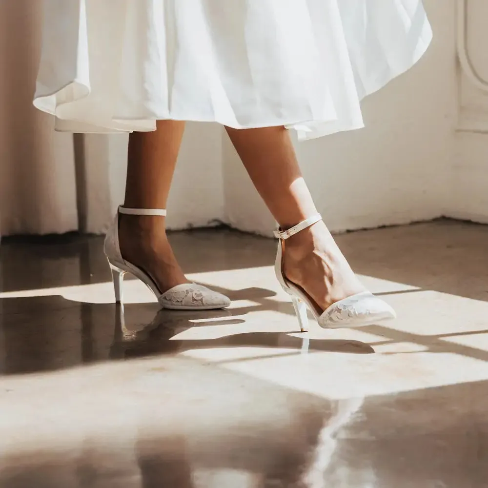 The D'Orsay - White Satin Lace   Stiletto Heel Kit 4 White